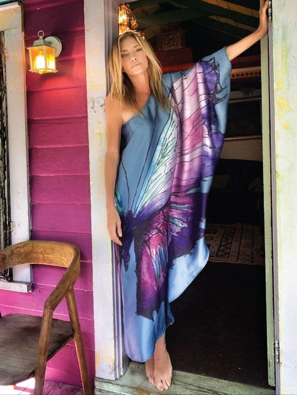 RENEE KAFTAN MARIPOSA One Shoulder Dress OS